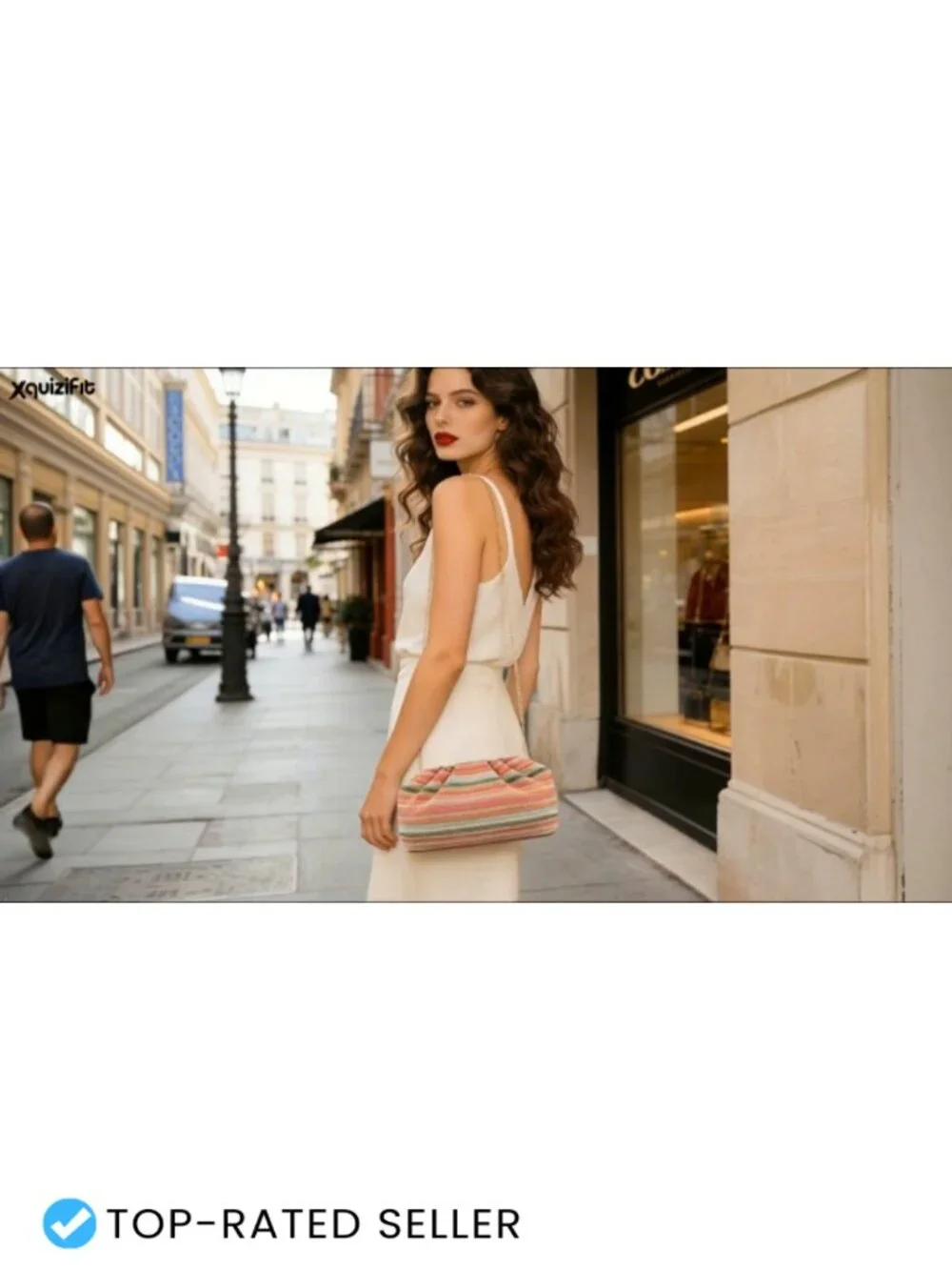 Woven Straw Clutch Purse for Women Summer Beach Bag Crossbody Wicker Handbag